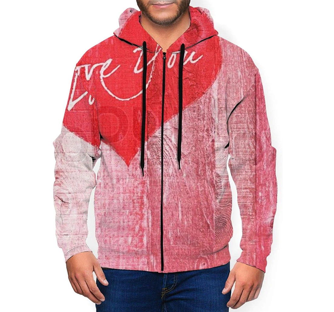 Zip Hoodie - Valentines Day Holiday Love You Realistic - 3D Printed