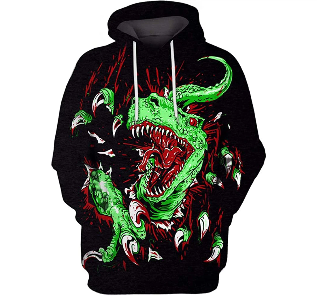 Horror Dinosaur Man And Woman - 3D Printed Pullover Hoodie