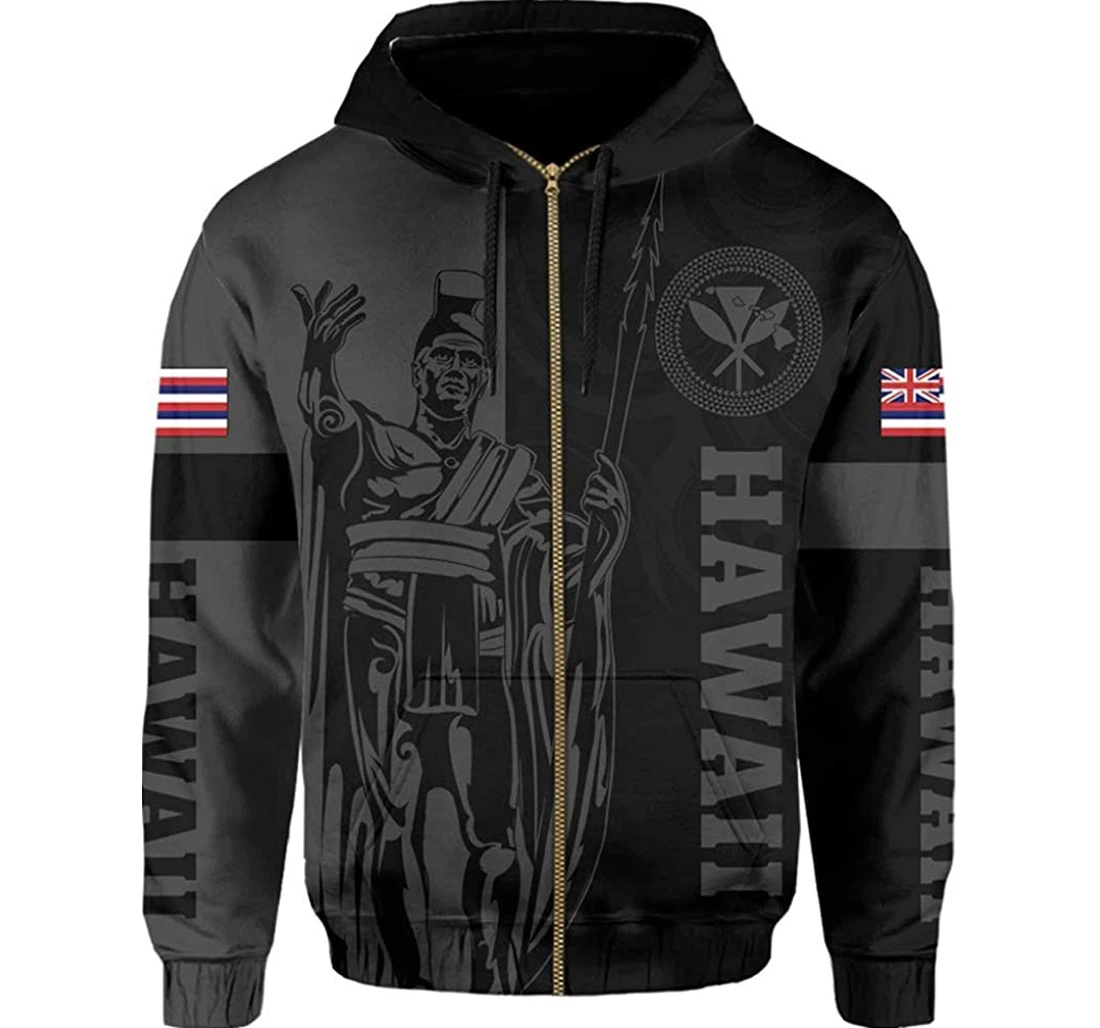 Hawaii King Polynesian - Lawla Style Gray - 3D Printed Pullover Hoodie