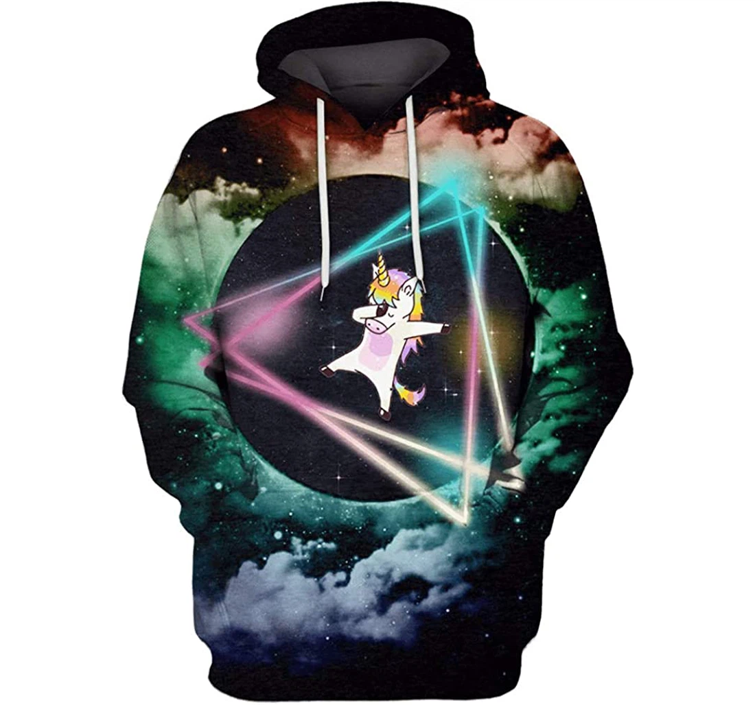 Funny Dabbing Unicorn Outerspace Man And Woman - 3D Printed Pullover Hoodie