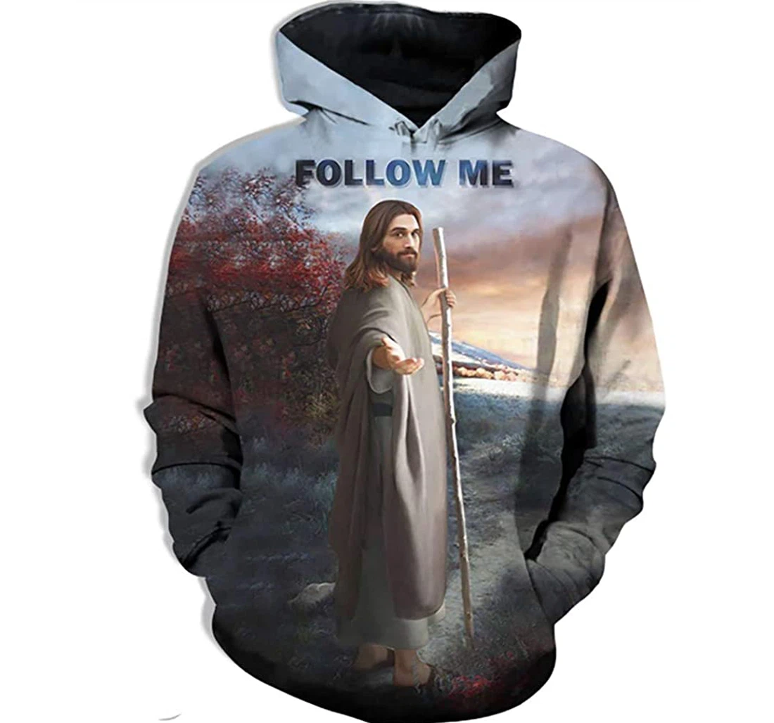 God Father Follow Me Man And Woman - 3D Printed Pullover Hoodie