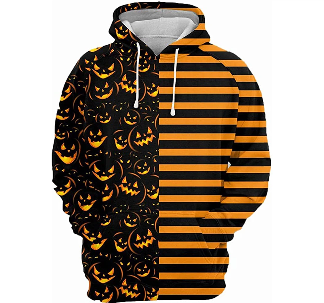 Halloween Pumpkin Man And Woman - 3D Printed Pullover Hoodie