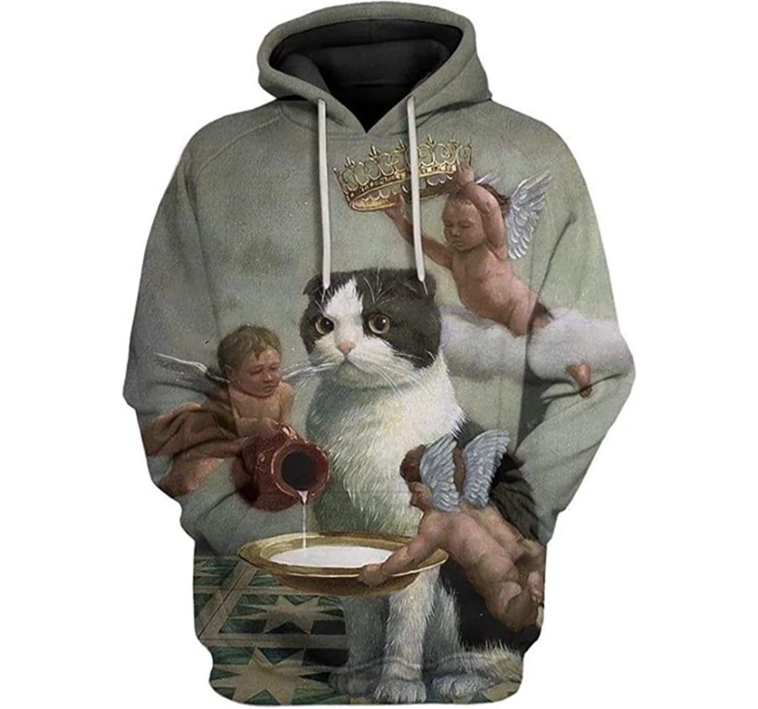 Angel Cat Man And Woman - 3D Printed Pullover Hoodie