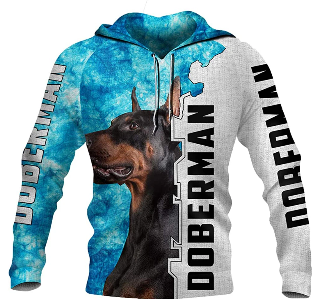 Awesome Doberman Dog Man And Woman - 3D Printed Pullover Hoodie