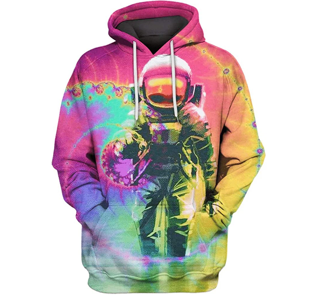 Astronaut In Colorful Galaxy Man And Woman - 3D Printed Pullover Hoodie