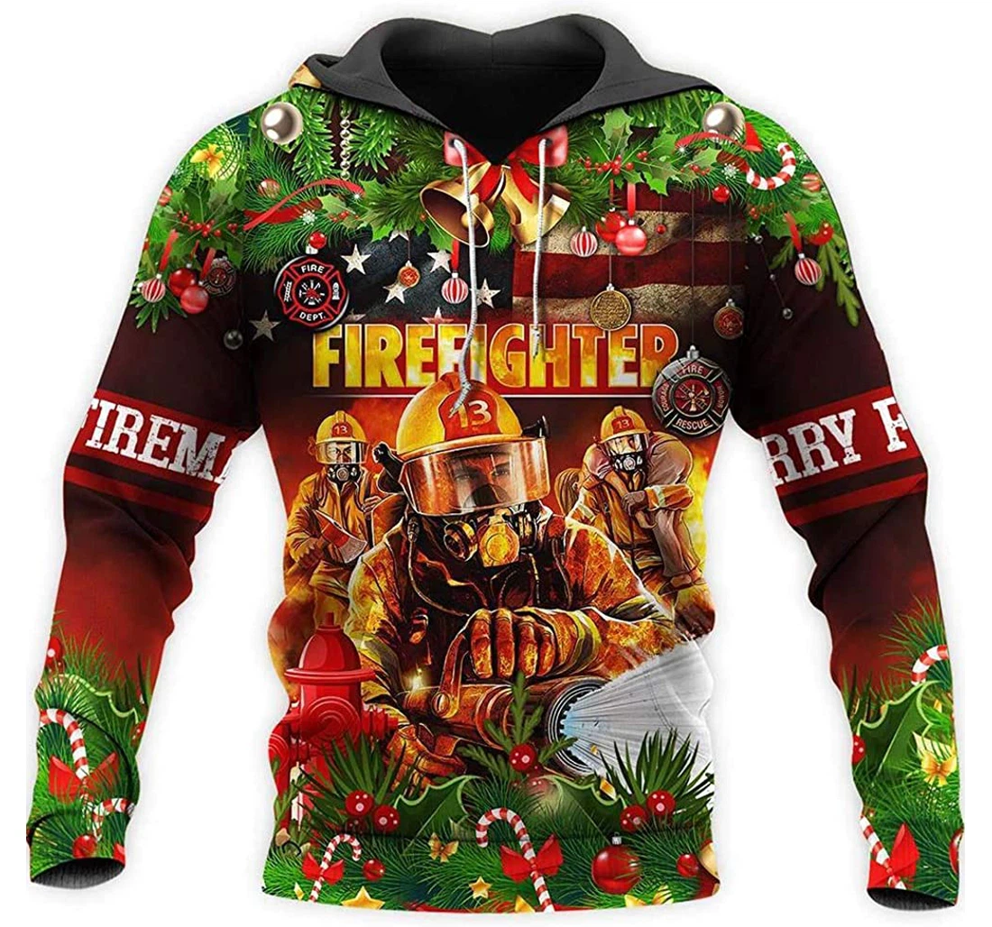 Christmas Firefighter - 3D Printed Pullover Hoodie