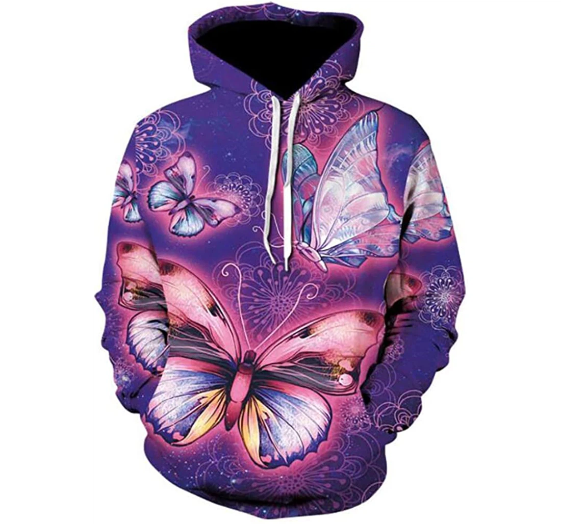 Beautiful Butterflies Man And Woman - 3D Printed Pullover Hoodie