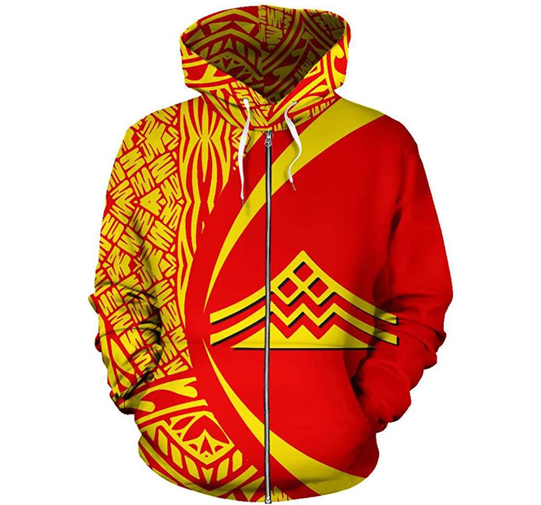 Hawaii Mauna Kea Polynesian Orange Circle Style - 3D Printed Pullover Hoodie