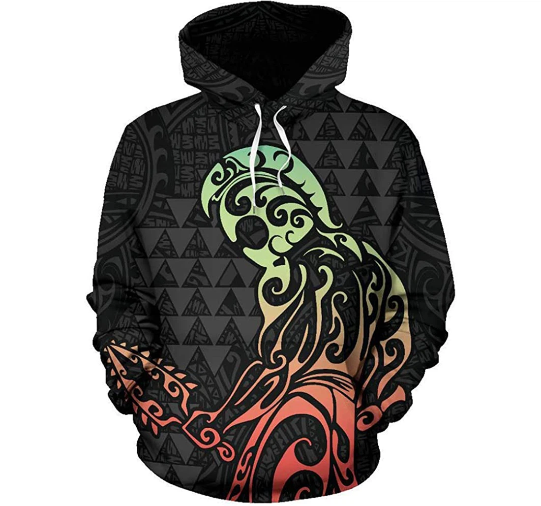 Hawaii Polynesian Kakau Helmet Weapon - 3D Printed Pullover Hoodie