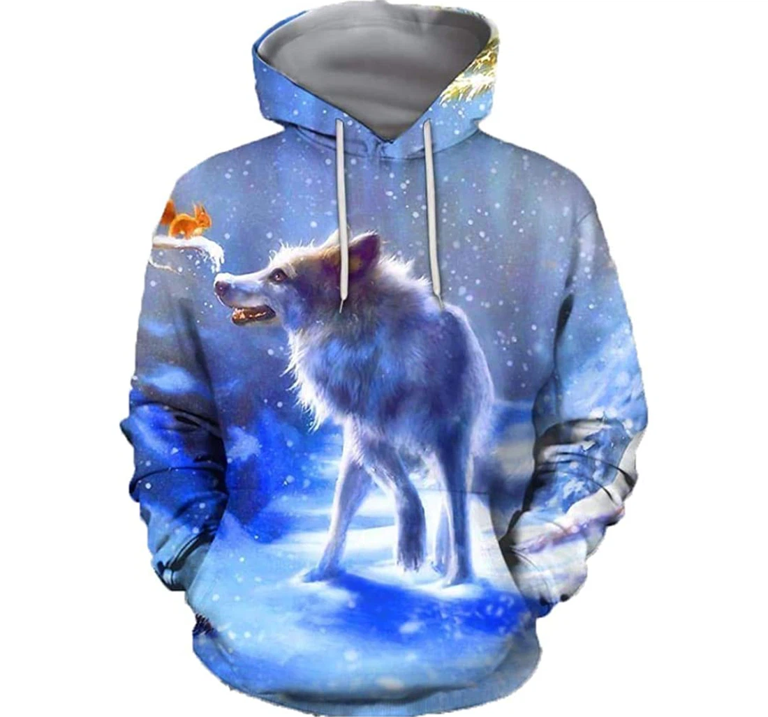 Animals Wolves In Snow - 3D Printed Pullover Hoodie