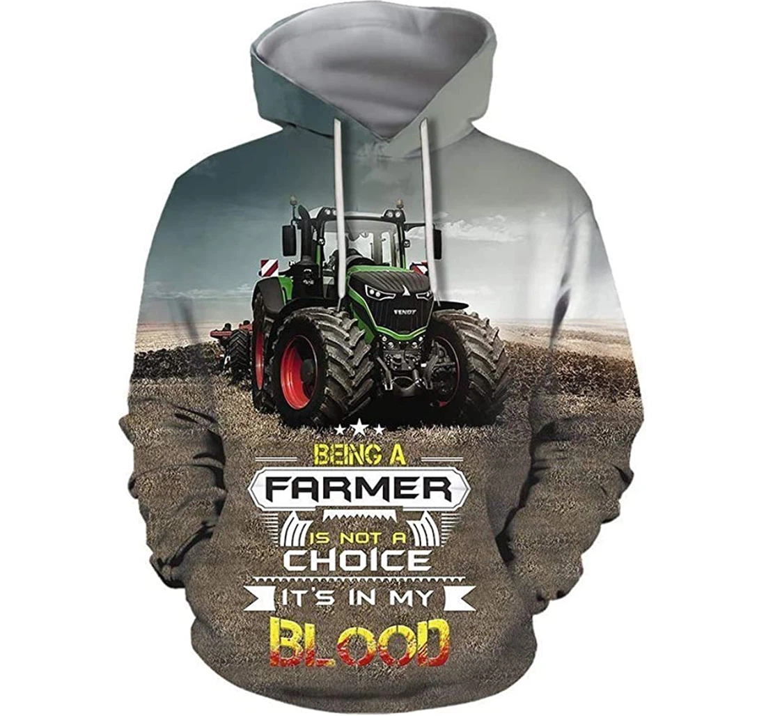 Being A Farmer Green Tractor - 3D Printed Pullover Hoodie