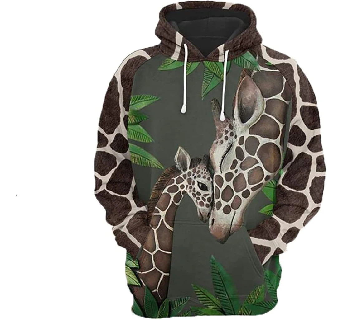 Giraffe Mother Love Man And Woman - 3D Printed Pullover Hoodie