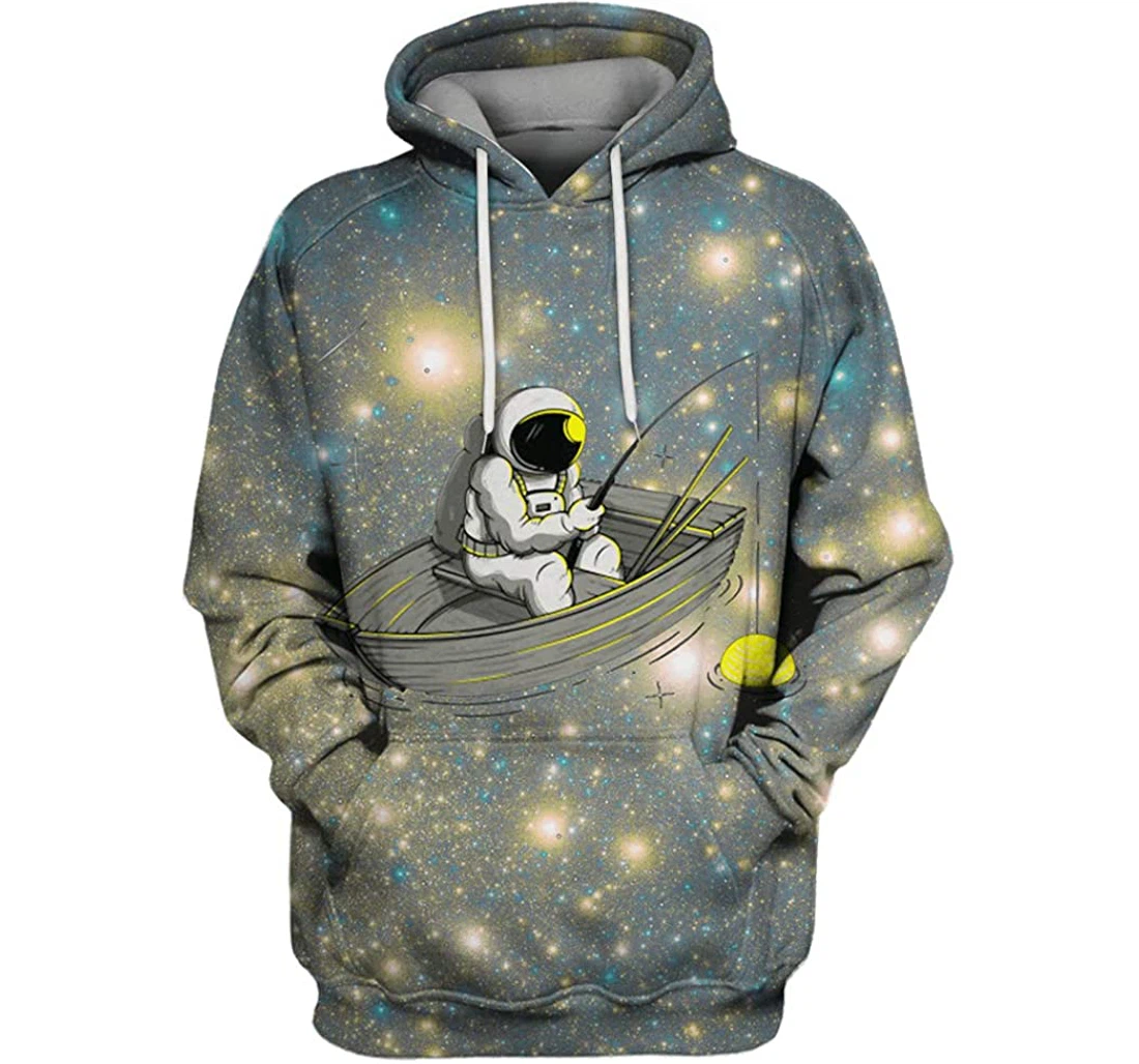 Astronaut Fishing Outerspace Man And Woman - 3D Printed Pullover Hoodie
