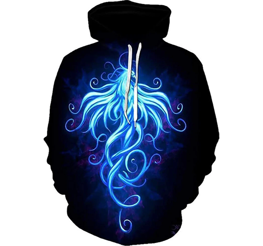 Blue Phoenix Beast In Man And Woman - 3D Printed Pullover Hoodie