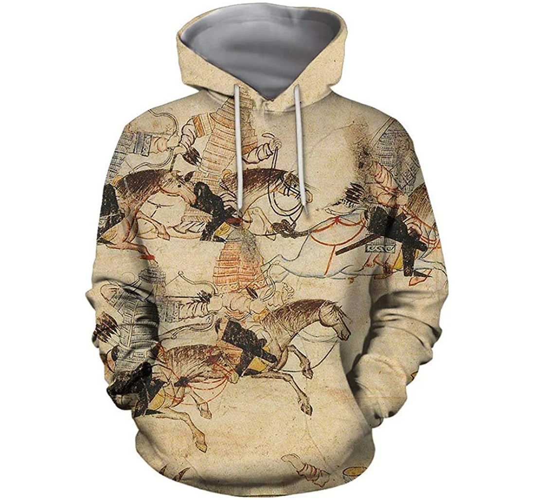 Mongol Warriors Art - 3D Printed Pullover Hoodie