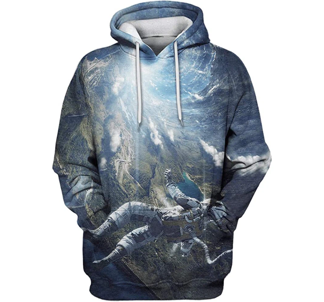 Astronaut Falling Down Man And Woman - 3D Printed Pullover Hoodie