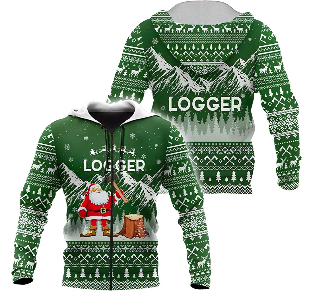 Logger Christmas Woodworking - 3D Printed Pullover Hoodie