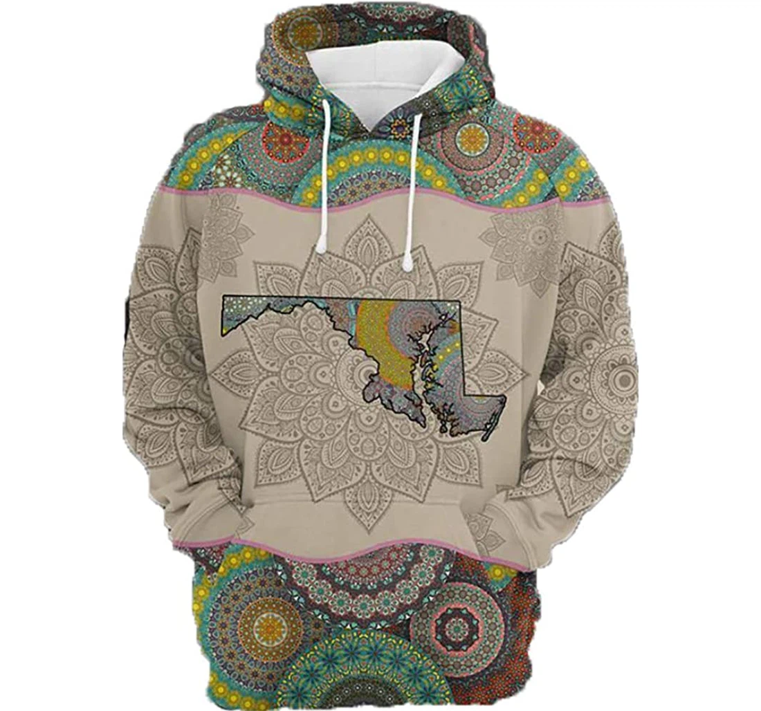 Awesome Maryland Mandala - 3D Printed Pullover Hoodie