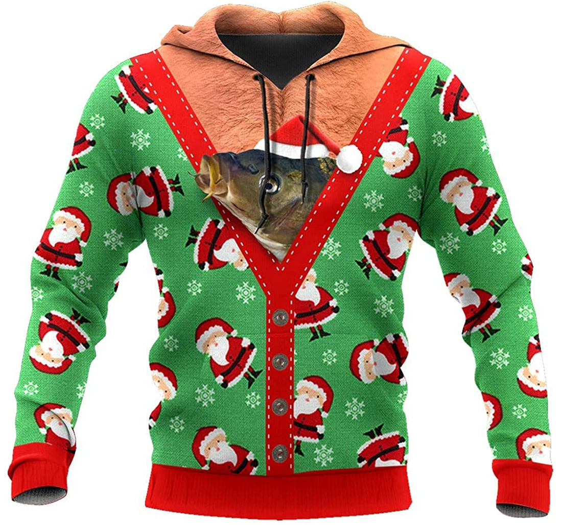 Fishing Hc - Carpfish Ugly Christmas - 3D Printed Pullover Hoodie