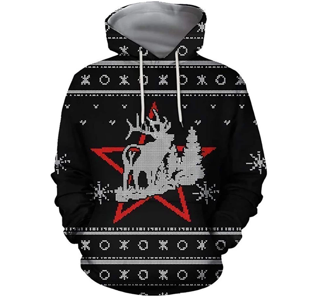 Deer Christmas - 3D Printed Pullover Hoodie