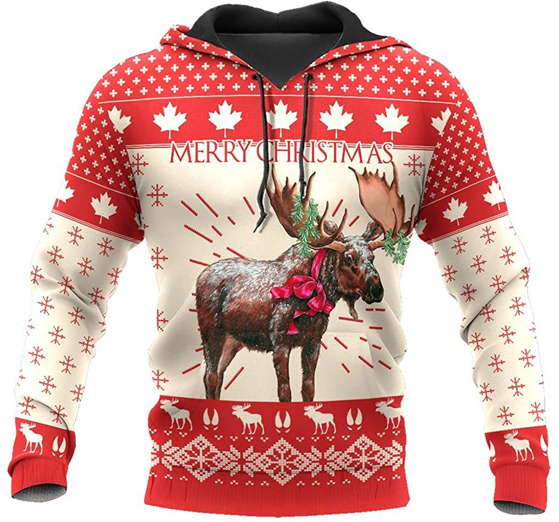 Christmas Reindeer - 3D Printed Pullover Hoodie