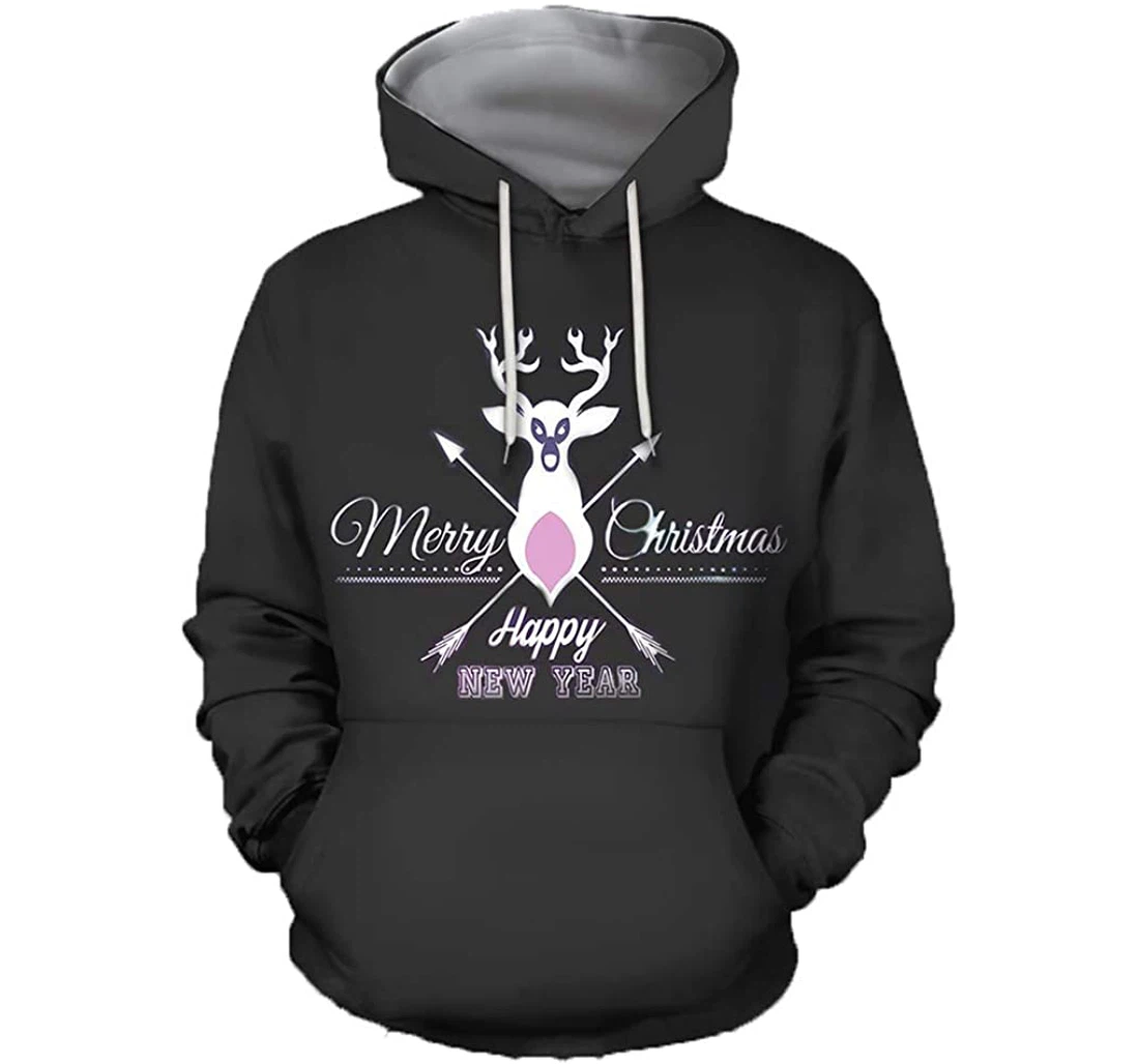 Deer Christmas - - 3D Printed Pullover Hoodie