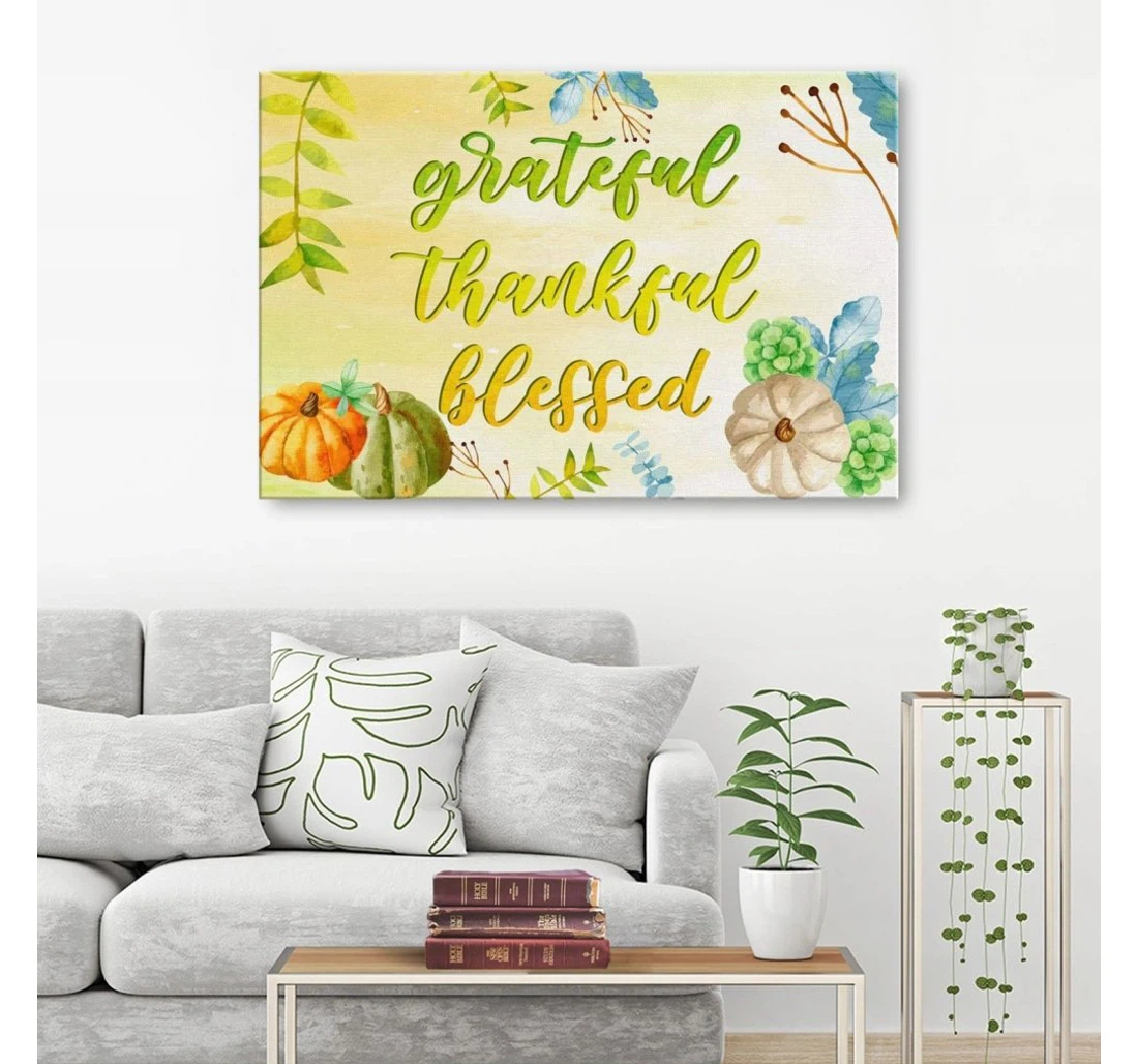 Poster, Canvas - Grateful Thankful Blessed Print Framed Wall Art