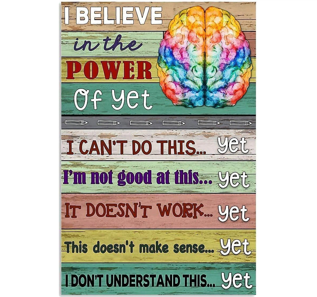 Poster, Canvas - Power Of Yet Teacher Print Framed Wall Art