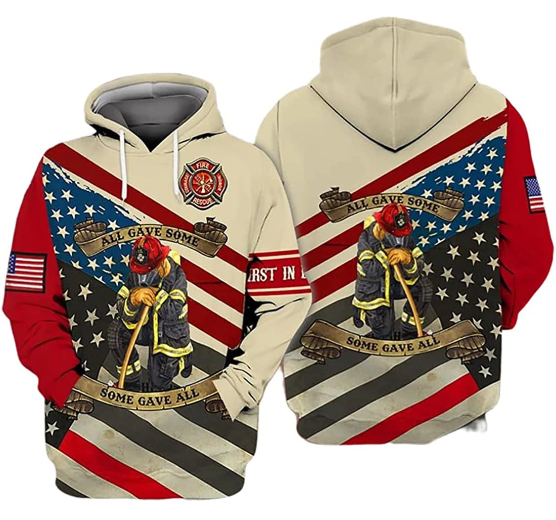 Personalized Name U.s Firefighter All Gave Some Some Gave All - 3D Printed Pullover Hoodie