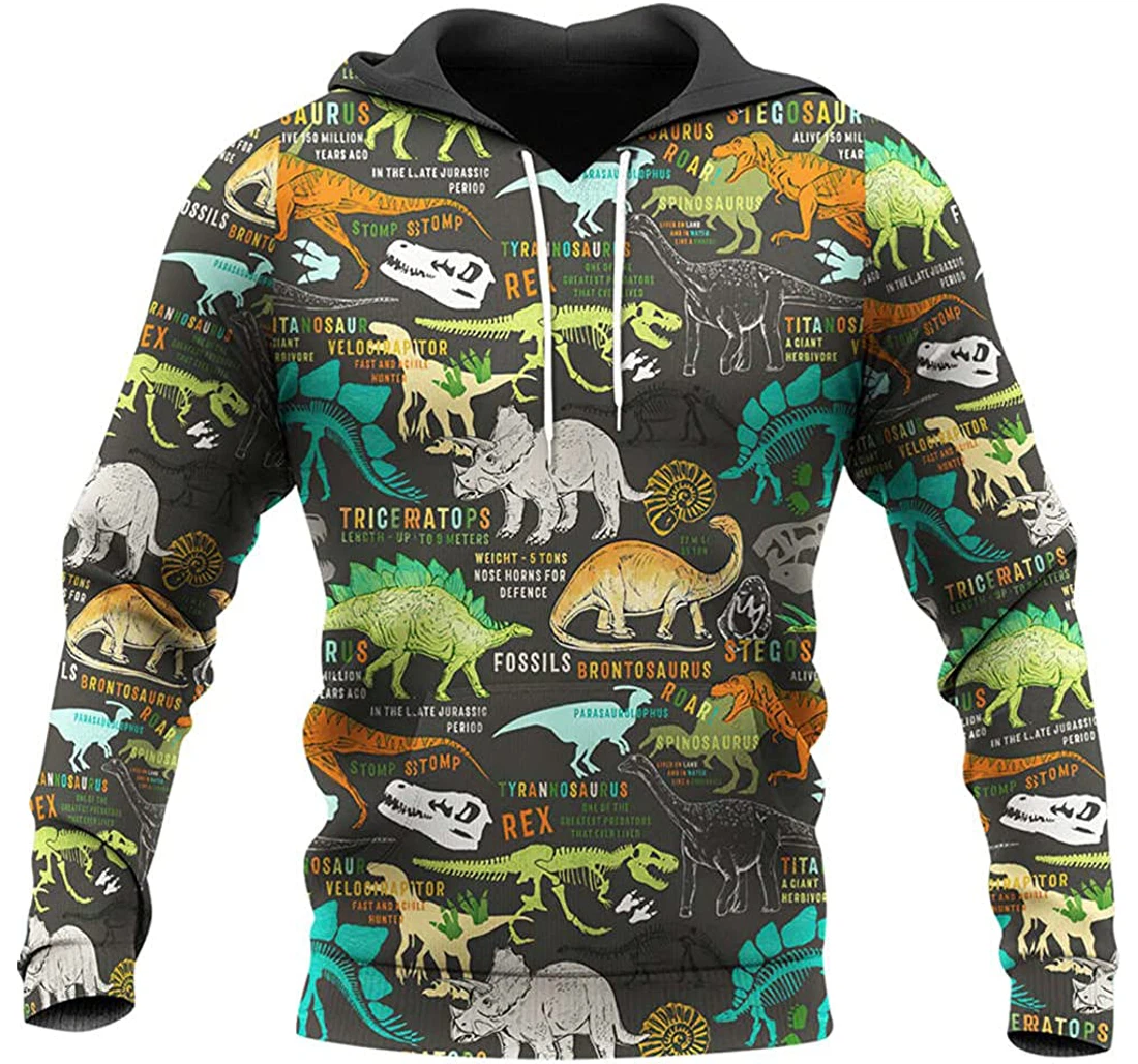 Dinosaurs Collection Colorful Pattern Included - 3D Printed Pullover Hoodie