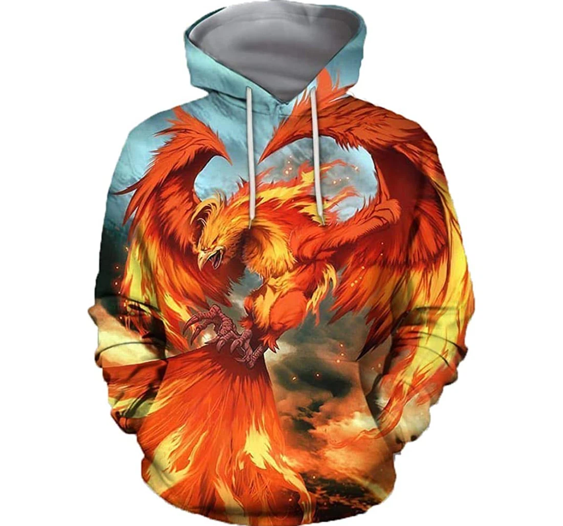 Printing Fire Phoenix Hoodiest-shirt - 3D Printed Pullover Hoodie