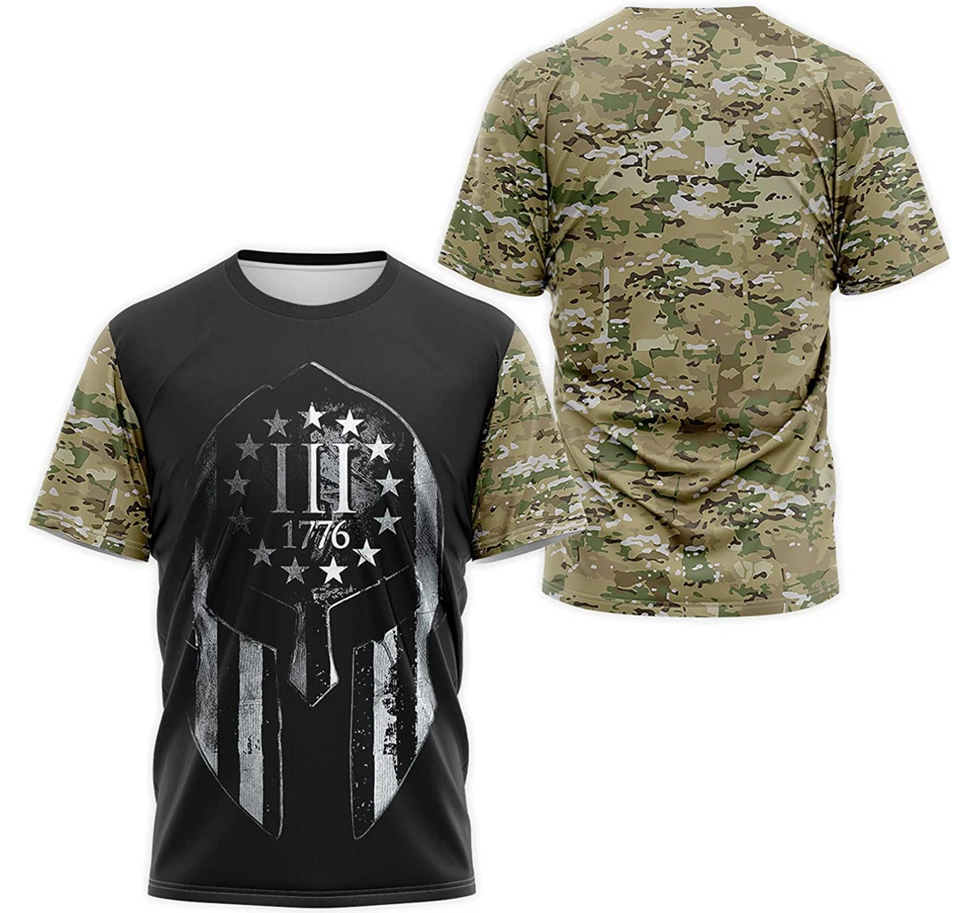 T-Shirt, Hoodie - Military Iii Soldier American Camo 3D Printed