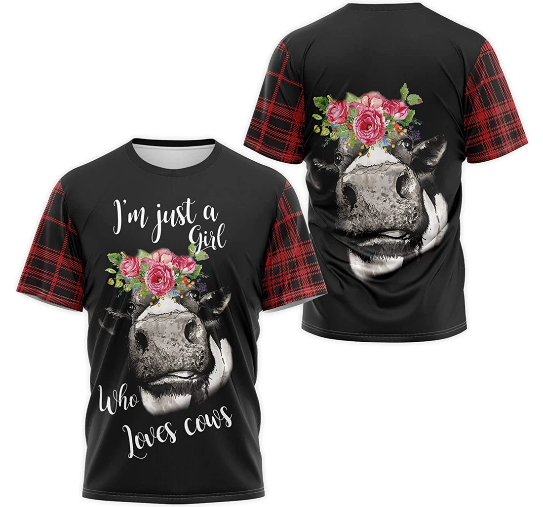 T-Shirt, Hoodie - Just A Girl Who Loves Cows Rose Flower 3D Printed