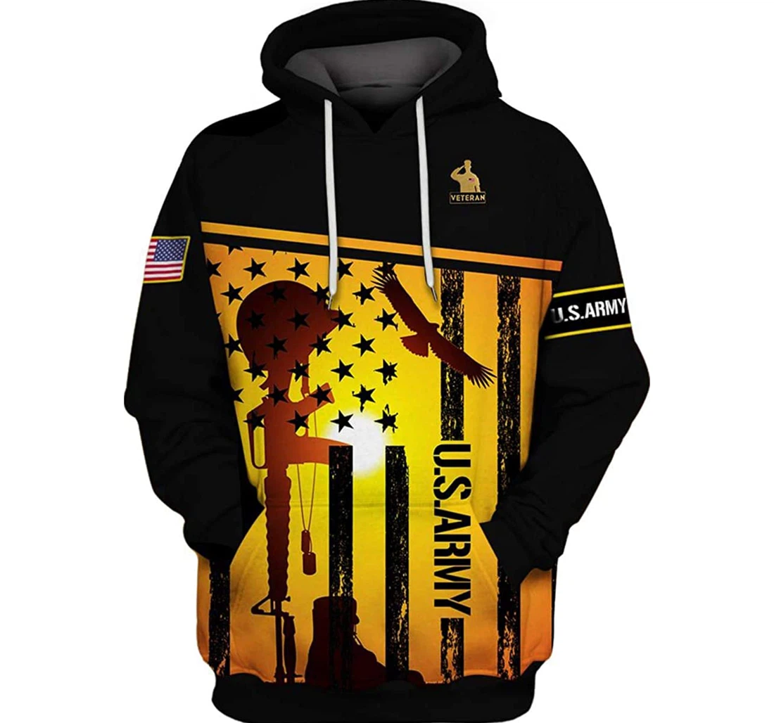 Army Veteran Veterans Are My Brothers And Yellow Sun Included - 3D Printed Pullover Hoodie