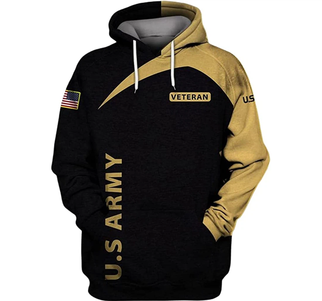 U.s Army Veteran Flag Honor The Fallen And Beige Background Included - 3D Printed Pullover Hoodie