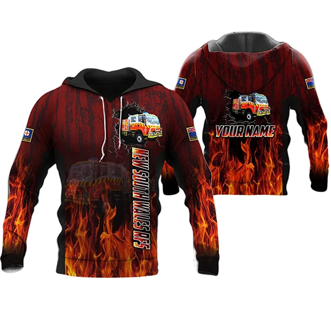 Personalized Name New South Wales Rfs Fire Truck - 3D Printed Pullover Hoodie