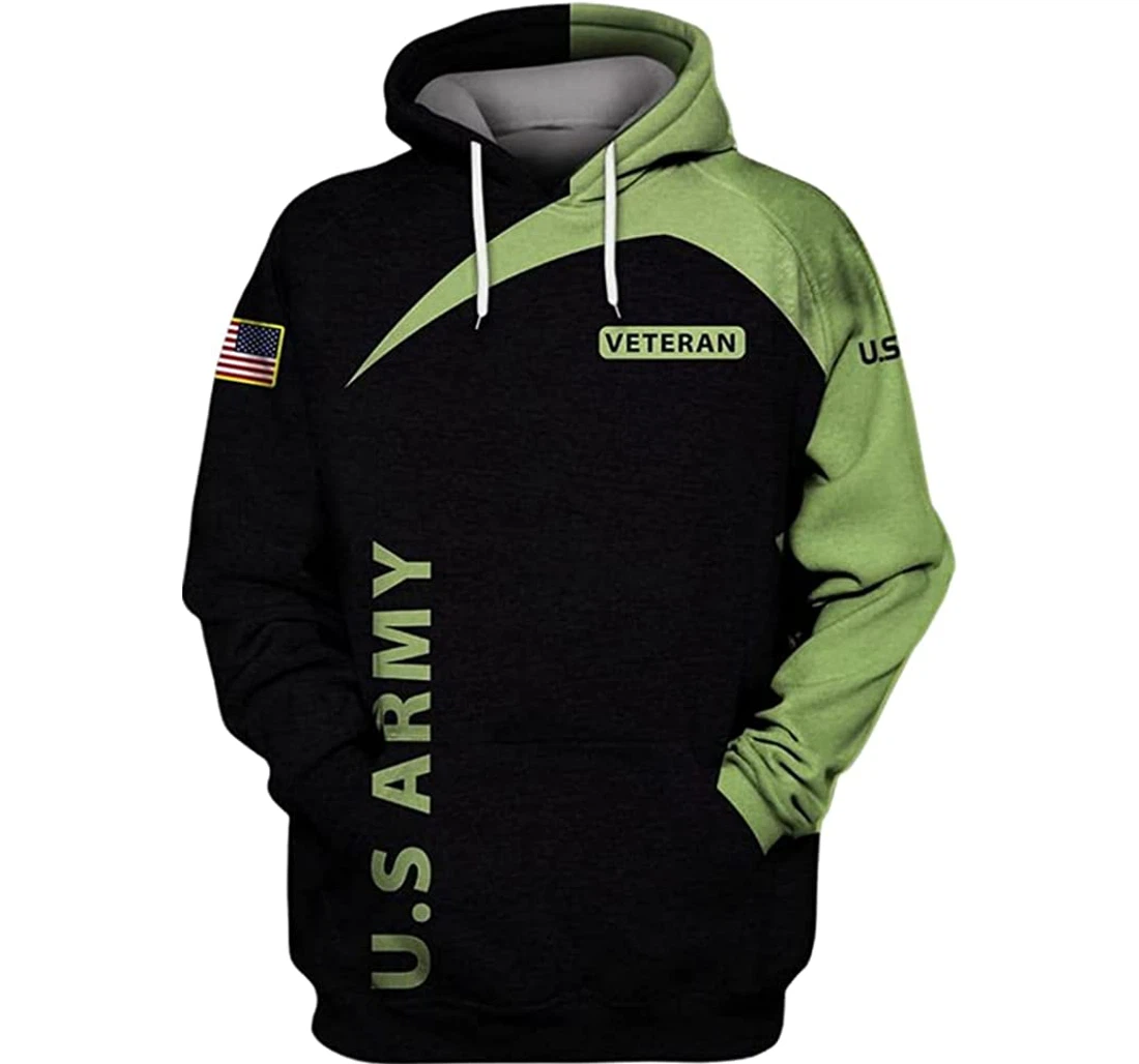 U.s Army Veteran Flag Honor The Fallen And Green Background Included - 3D Printed Pullover Hoodie