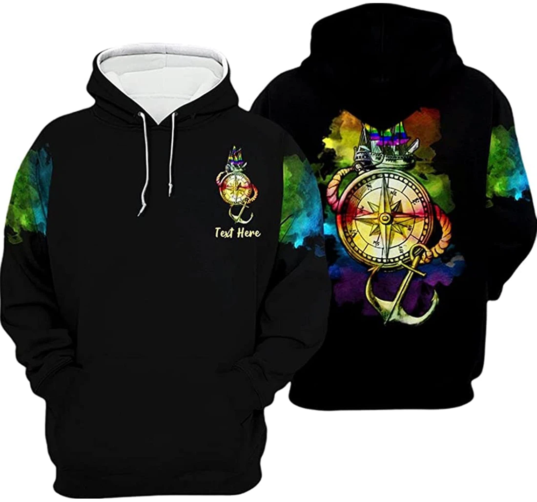 Personalized Name Lgbt Compass And Anchor Included - 3D Printed Pullover Hoodie