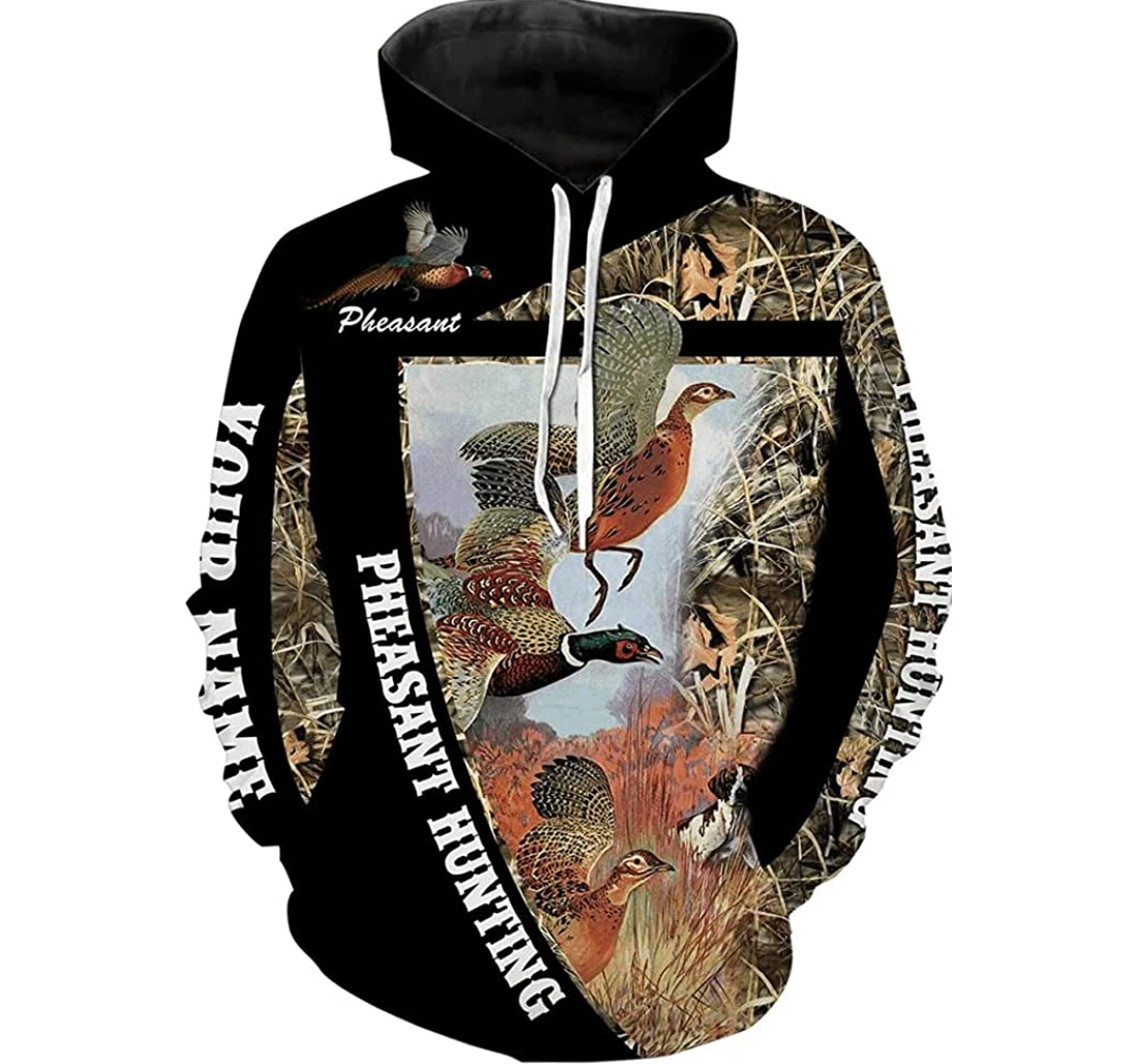 Personalized Name Love Pheasant Hunting - 3D Printed Pullover Hoodie