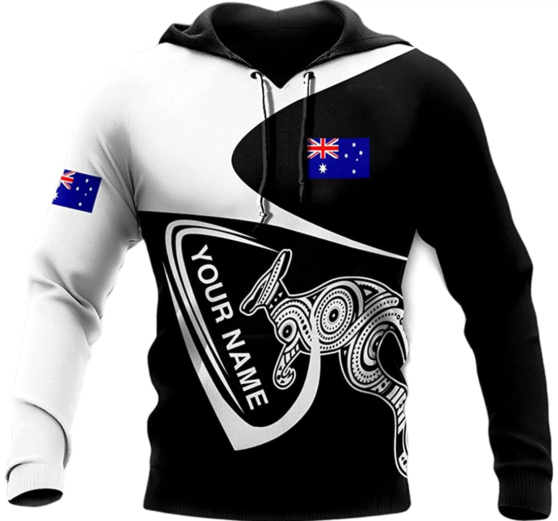 Personalized Name Aboriginal Australia And White Pattern And Flag - 3D Printed Pullover Hoodie