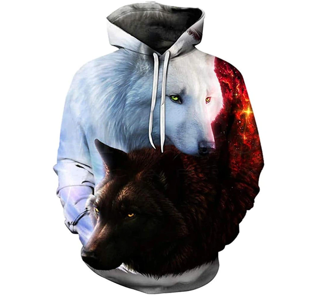 Wolf Ice And Fire Hoodiest-shirt - 3D Printed Pullover Hoodie