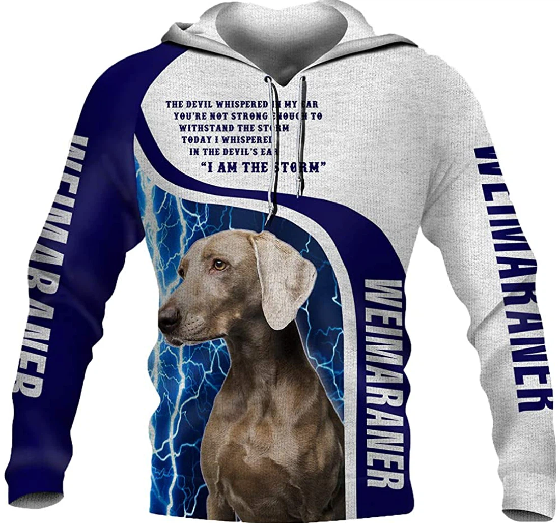 Weimaraner Dog Blue Lightning Man And Woman - 3D Printed Pullover Hoodie