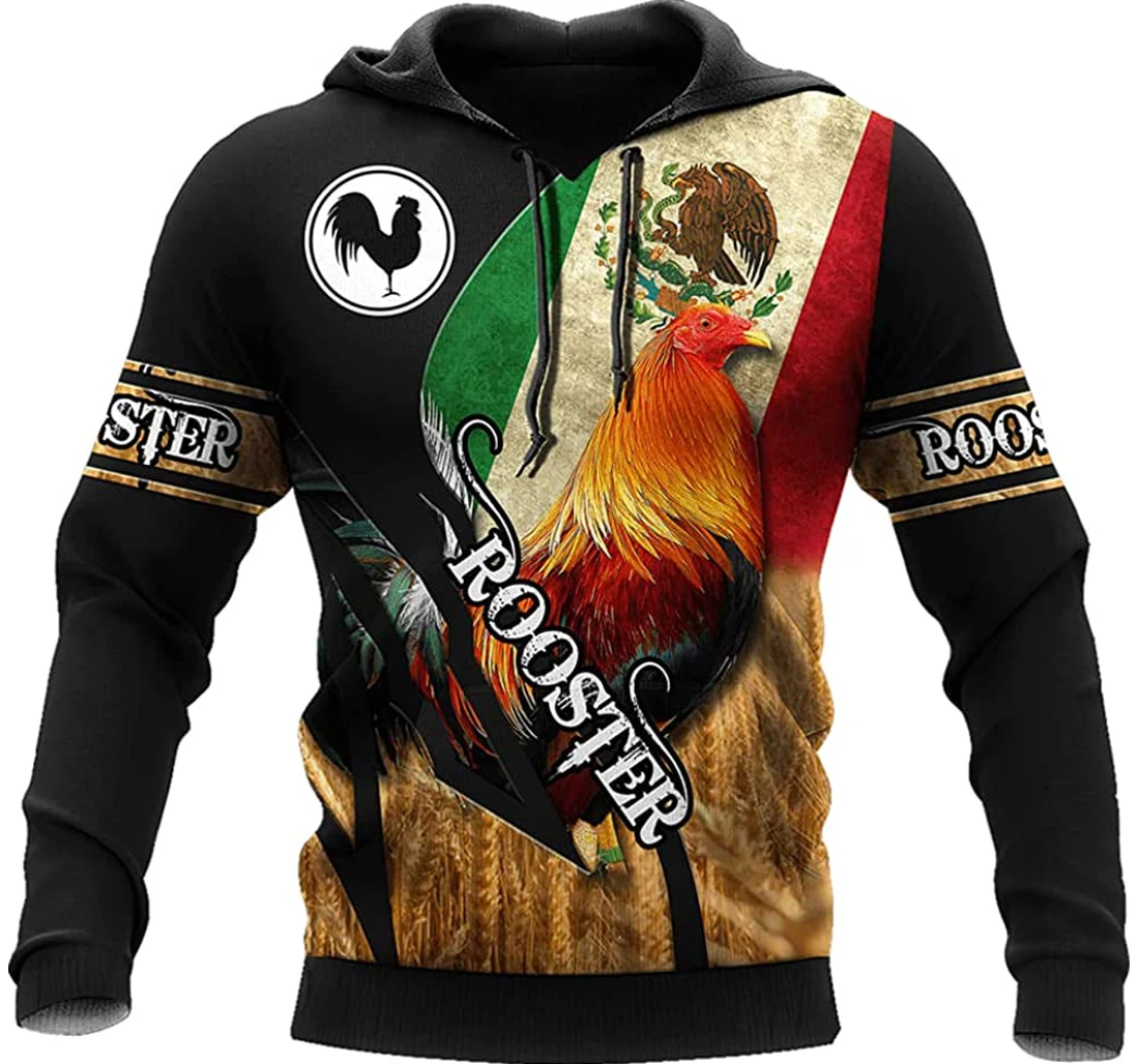 Mexican Rooster Chicke Art Included - 3D Printed Pullover Hoodie