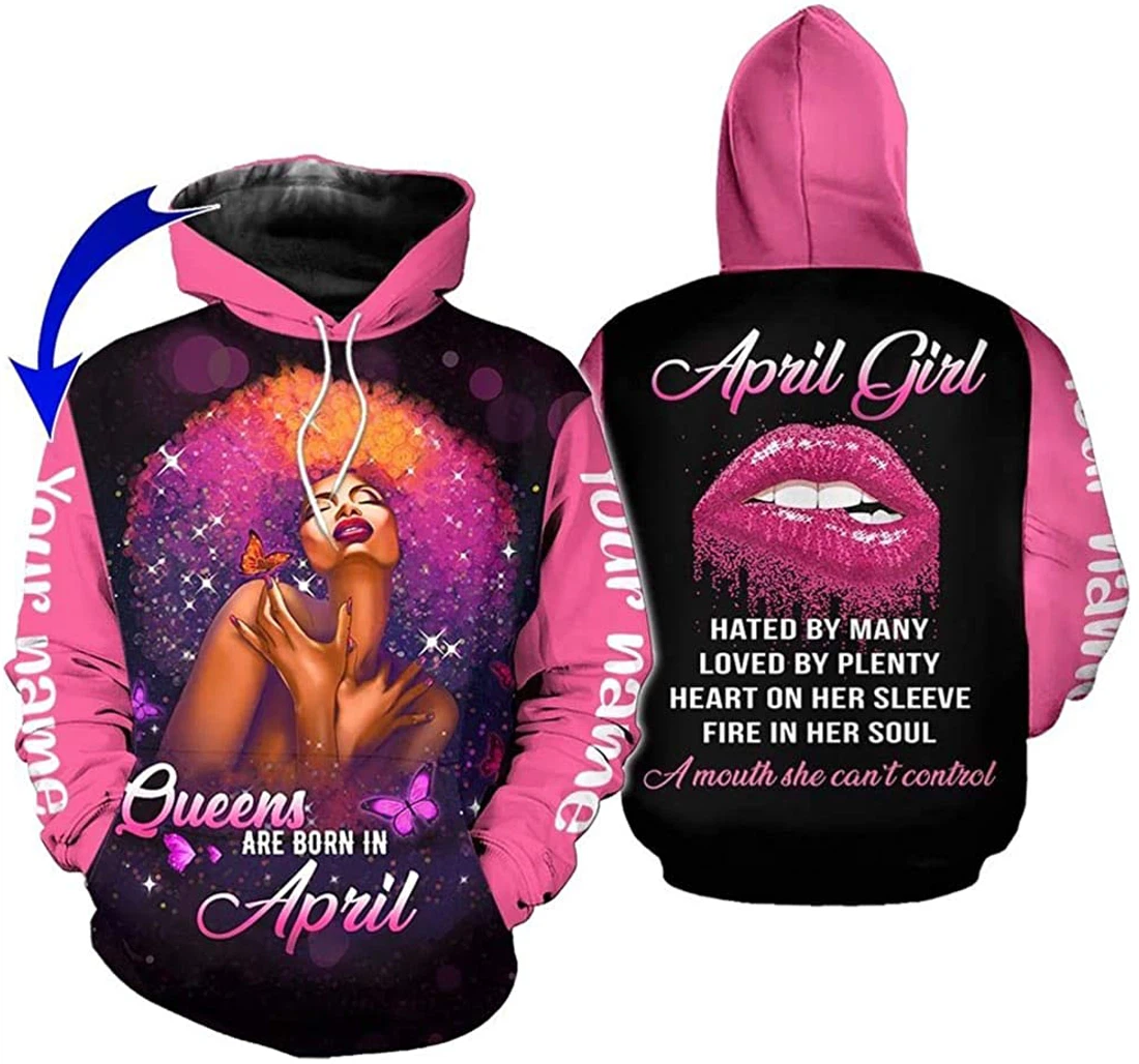 Personalized Name April Girl Hated By Many Loved By Plenty Heart On Her Sleeve Pink - 3D Printed Pullover Hoodie