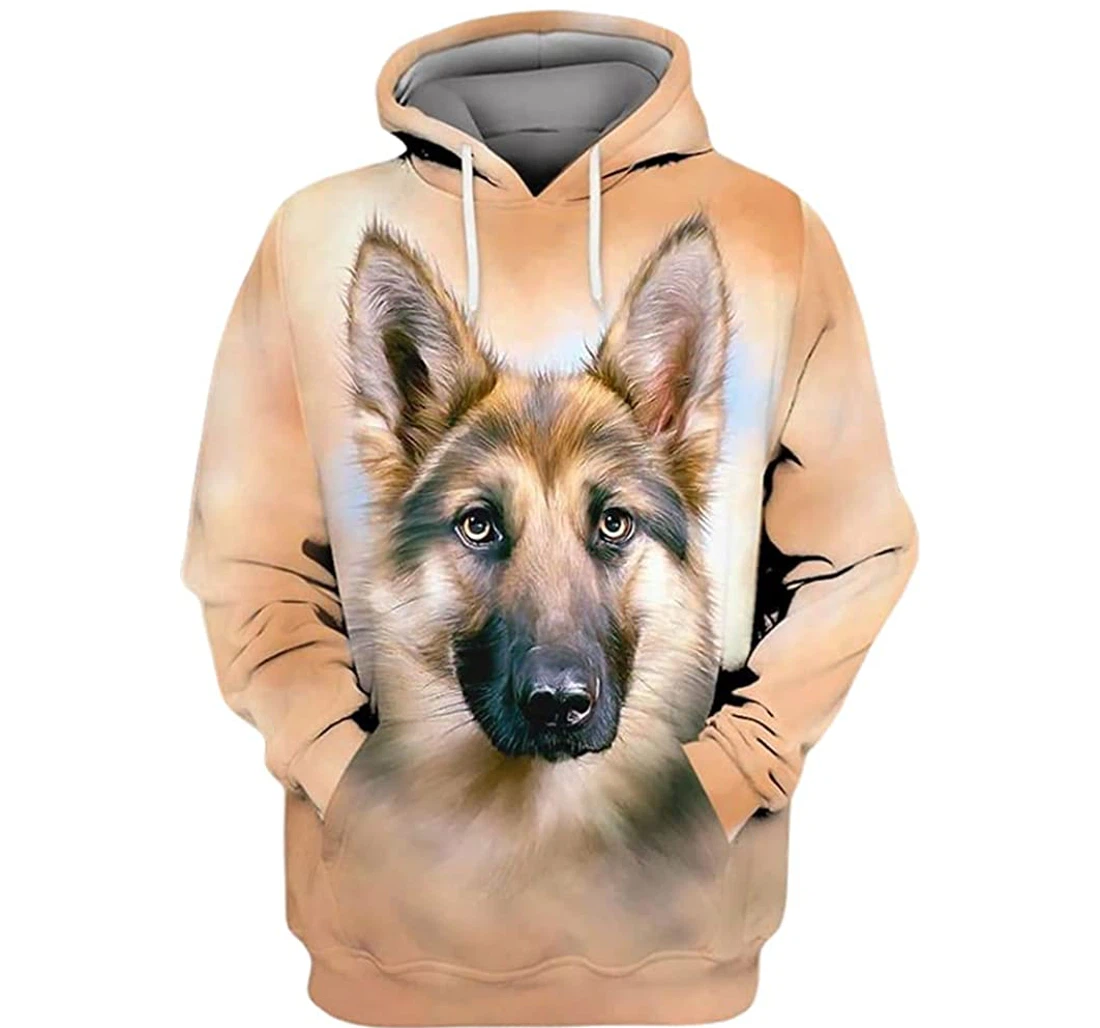 Love German Shepherd Brown Background Included - 3D Printed Pullover Hoodie