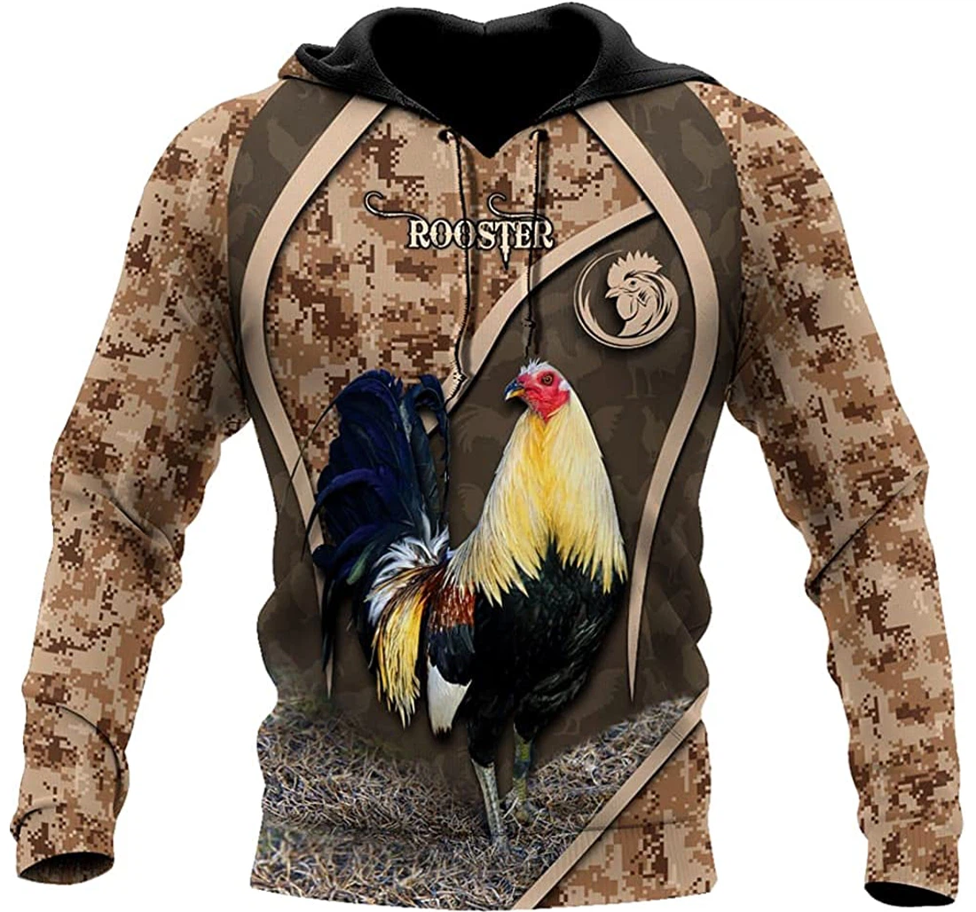 Mexican Rooster Chicken Brown Camo 2 Included - 3D Printed Pullover Hoodie