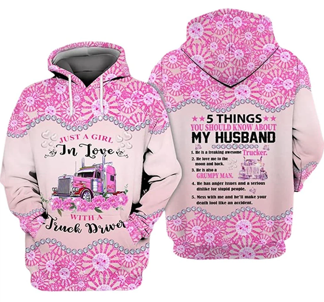 Just A Girl In Love With A Truck Driver Pink Included - 3D Printed Pullover Hoodie