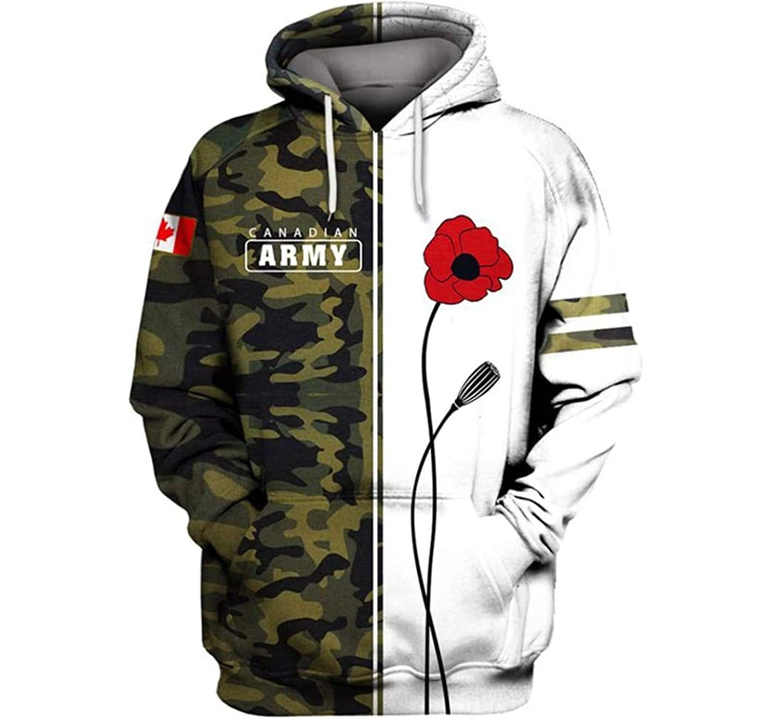 Canadian Army - Poppy Honour The Fallen Flag Lest We Forget Camo Included - 3D Printed Pullover Hoodie
