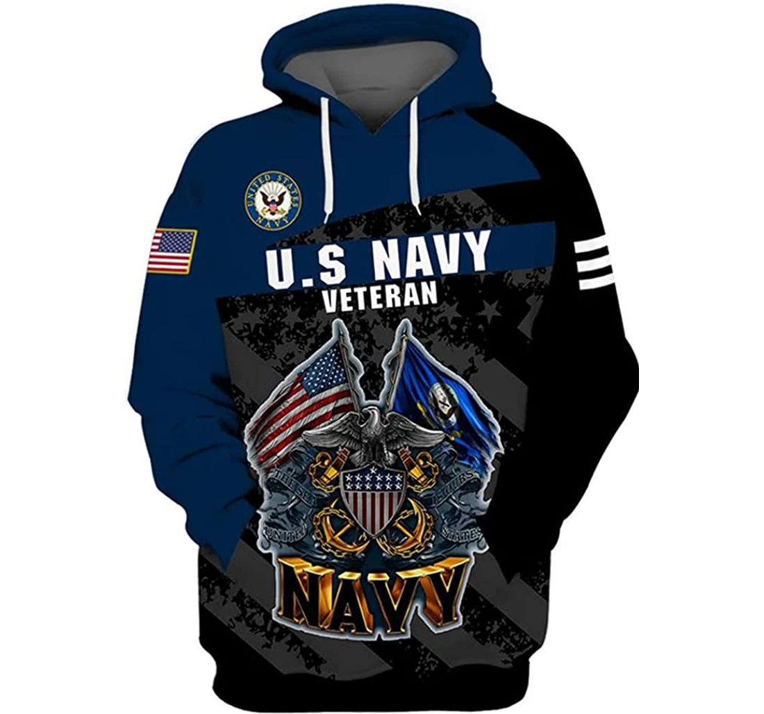 U.s Navy Veteran Symbol Flag Included - 3D Printed Pullover Hoodie