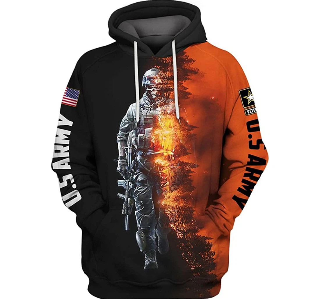 Us Veteran Army Fire Included - 3D Printed Pullover Hoodie